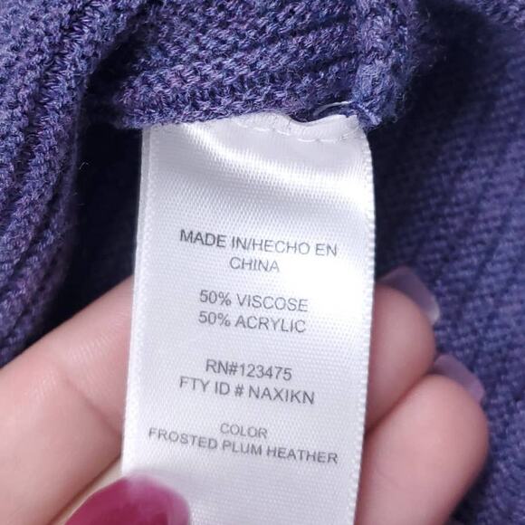 Adrienne Vittadini Womens Purple Viscose Blend Lightweight Cowl Neck Sweater L - Picture 6 of 8